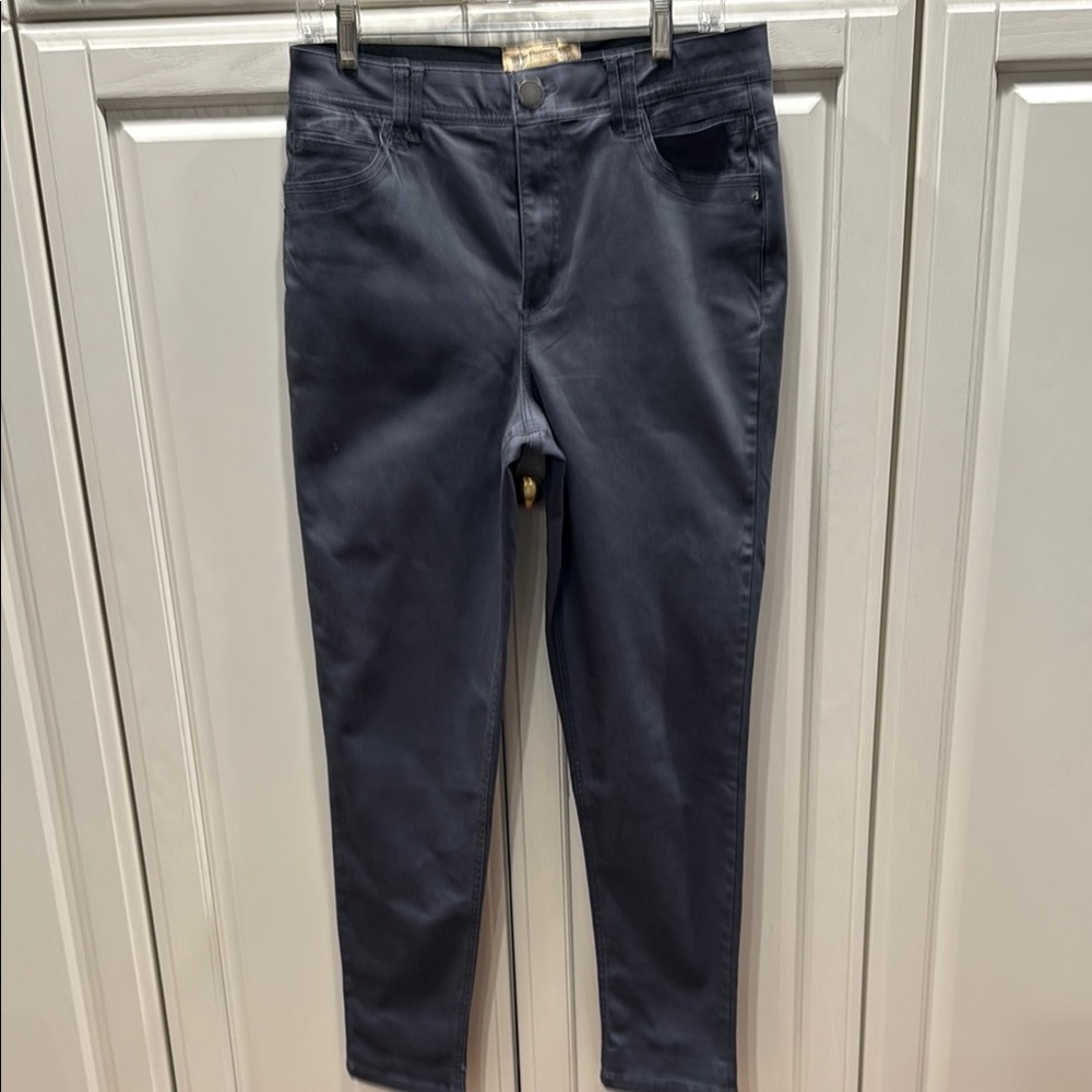 Women's charcoal gray stretch cotton blend pants DEMOCRACY Ab technology